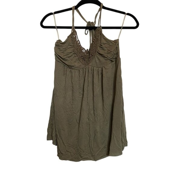Ann Christine Olive Green Halter Dress/Long Tank - Picture 2 of 8